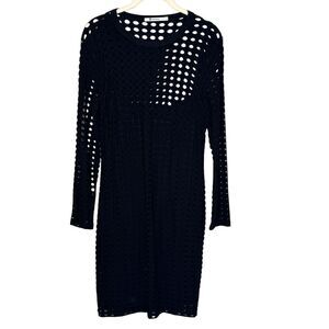 T by Alexander Wang Black Dress Size Medium Circle Hole Long Sleeve Sexy